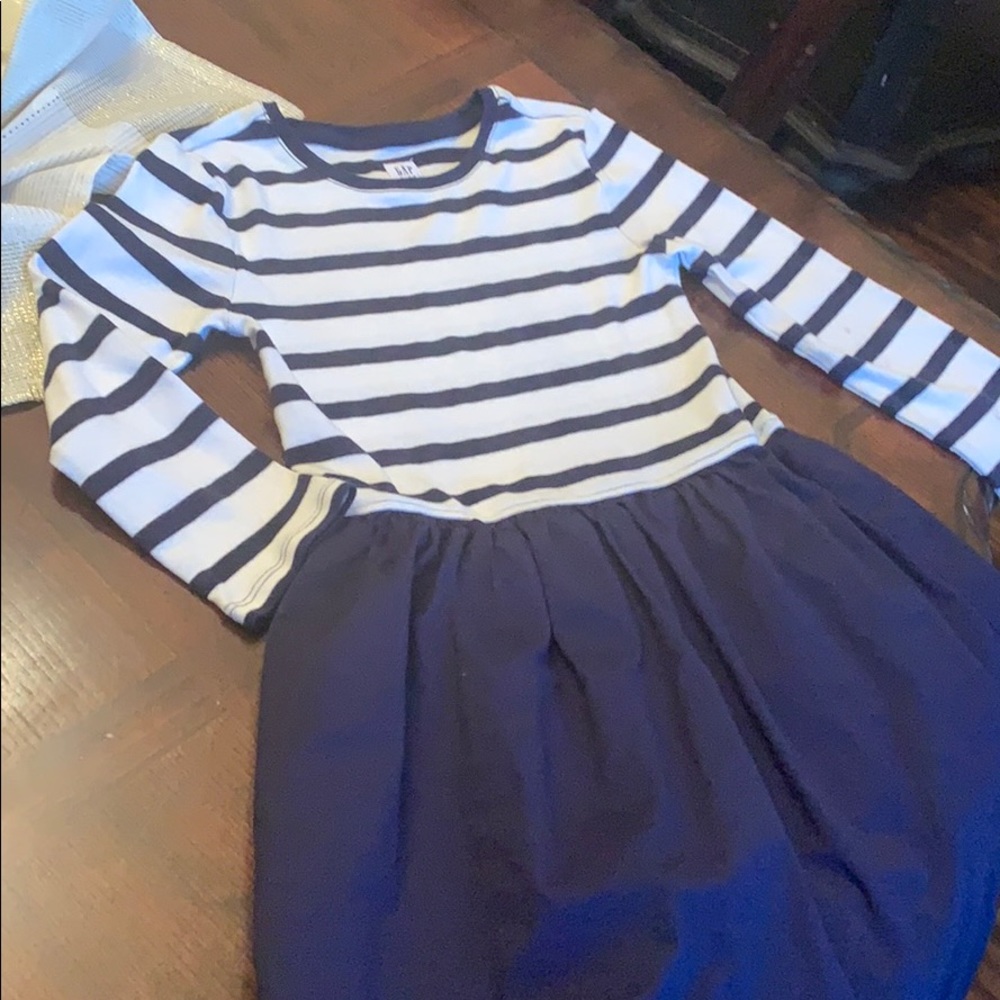 GapKIDS XL Navy and Creamy White Striped Dress